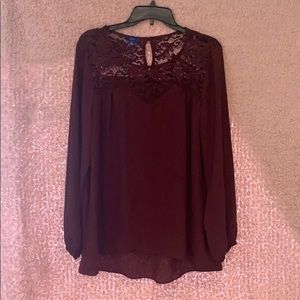 Women’s Maroon Long Sleeve Blouse